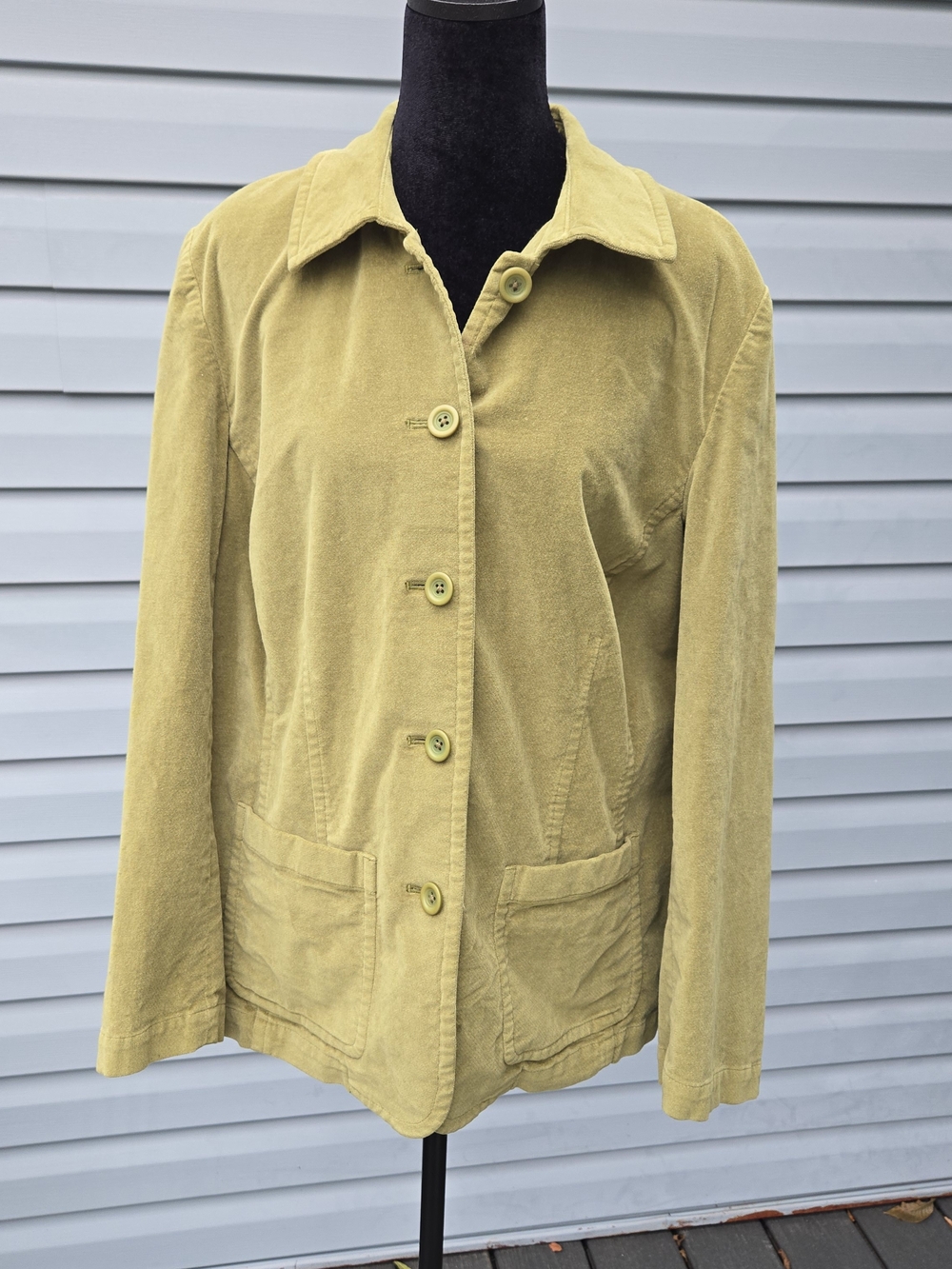 Talbots Moss Olive Green Stretch Chore Jacket 14W Earthy Granola Girl Cabincore